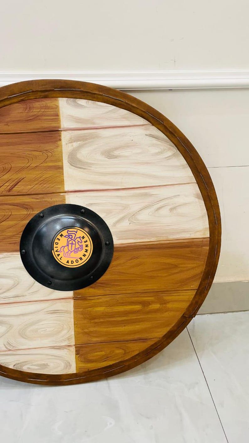 Handmade Wooden Viking Shield | Norse Round Warrior Cosplay Wall Decor