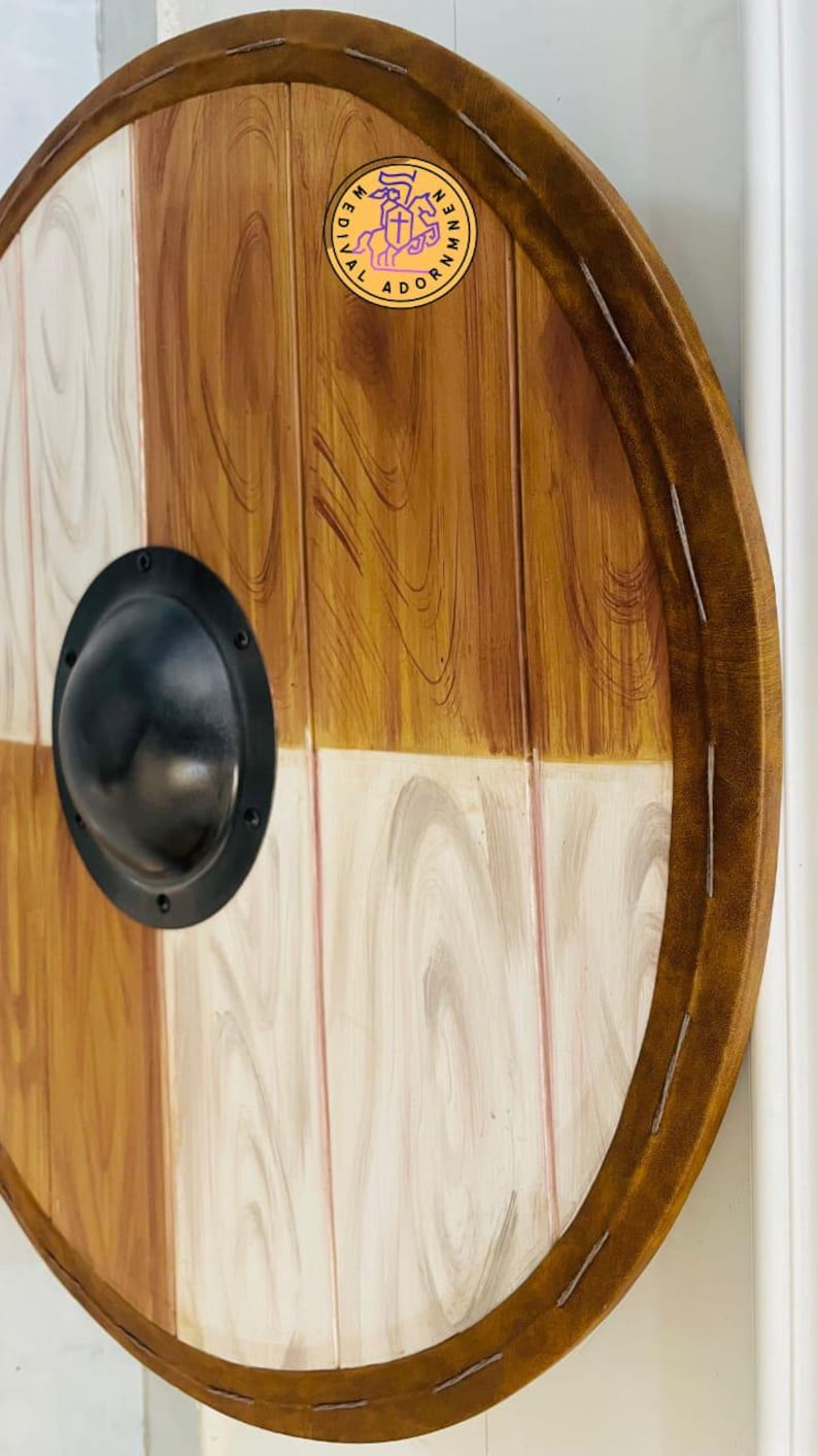 Handmade Wooden Viking Shield | Norse Round Warrior Cosplay Wall Decor