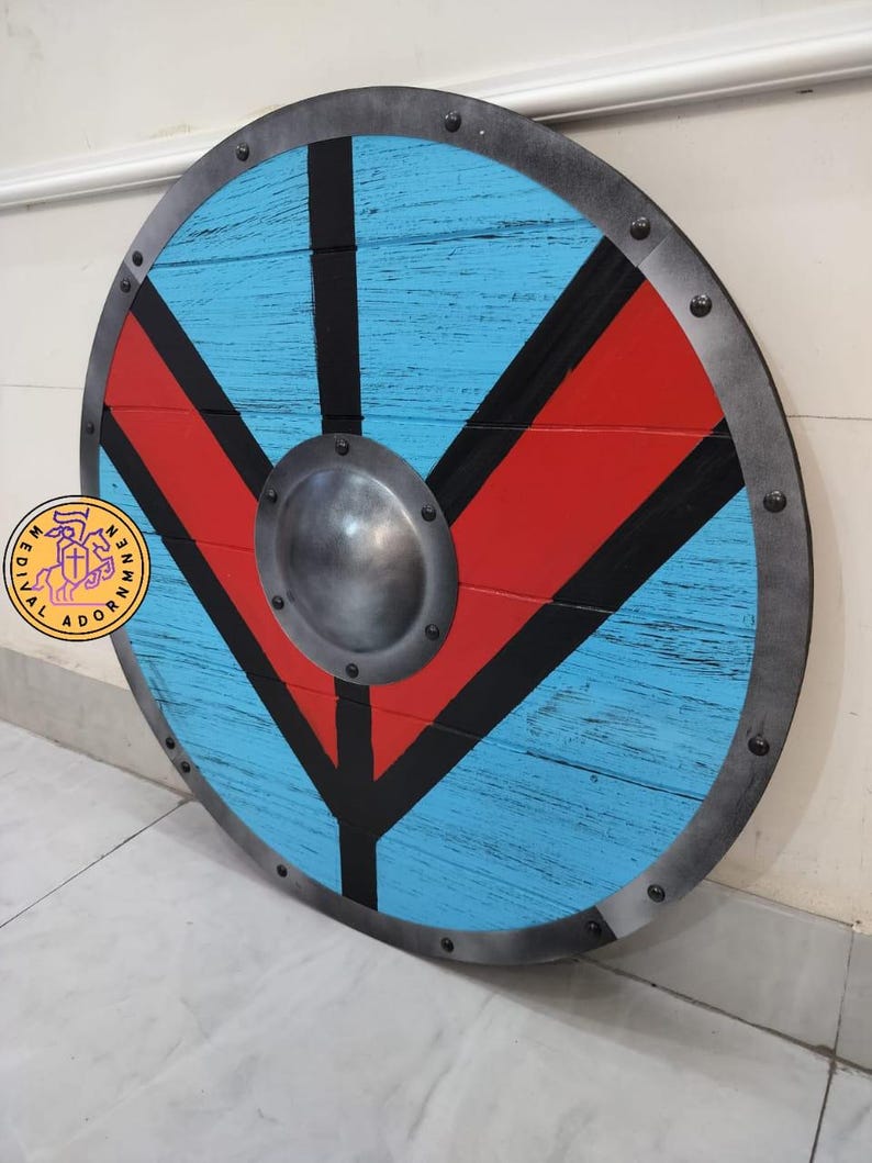 Handcrafted Viking Shield – Medieval Warrior Round Shield for Cosplay, LARP & Wall Decor