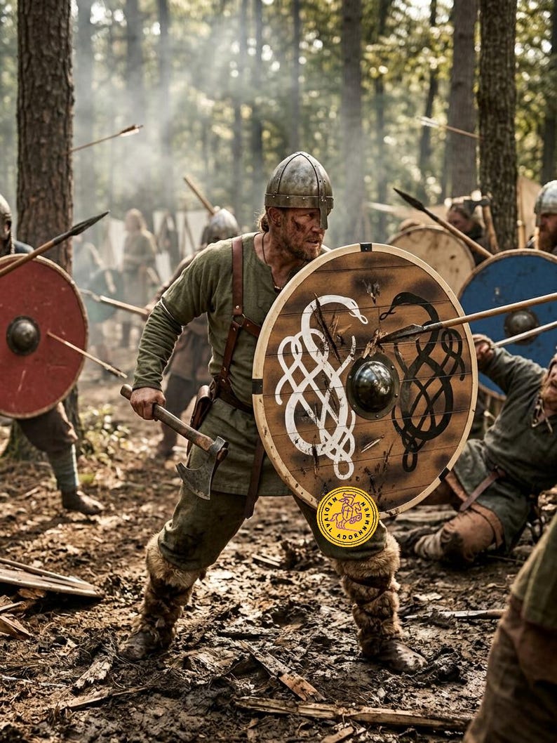 Norse Serpent Wooden Shield, Hand-Painted Viking Wall Decor, LARP Cosplay Armor