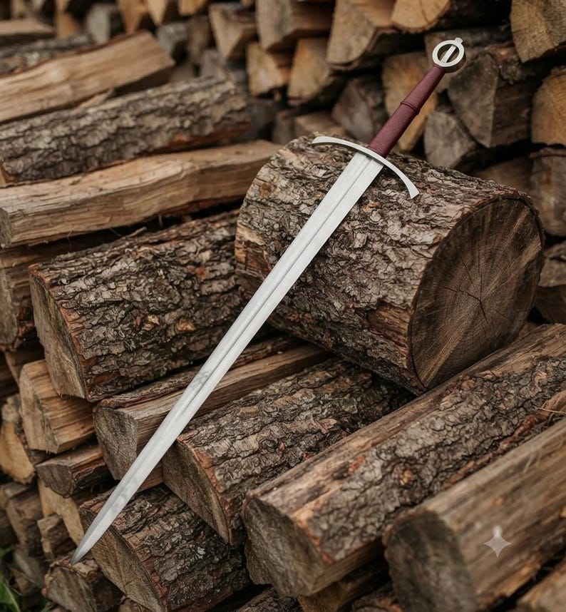 Handmade Irish Ring Sword – 5160 High Carbon Steel, Full Tang, Leather Scabbard
