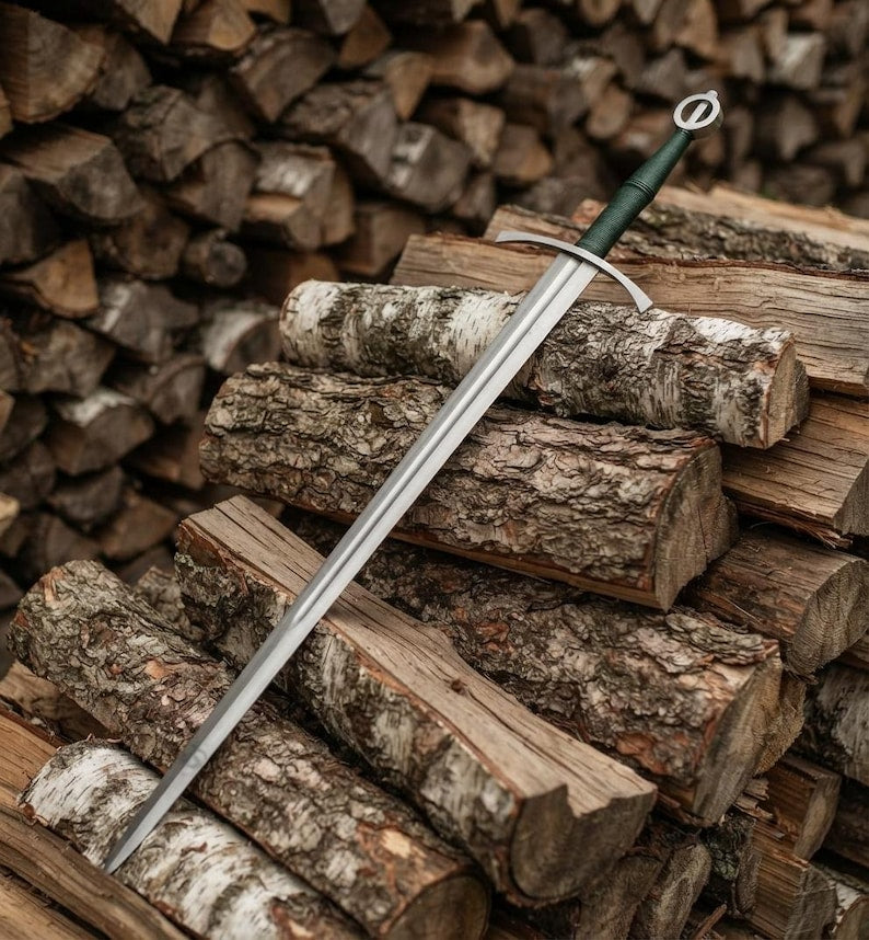 Handmade Irish Ring Sword – 5160 High Carbon Steel, Full Tang, Leather Scabbard
