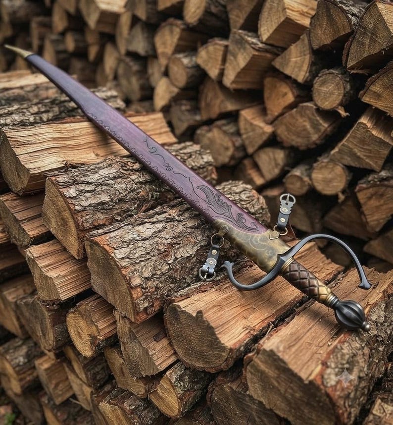 Hand Forged European Spada Sword – Ironwood Scabbard with Steel Swept Guard