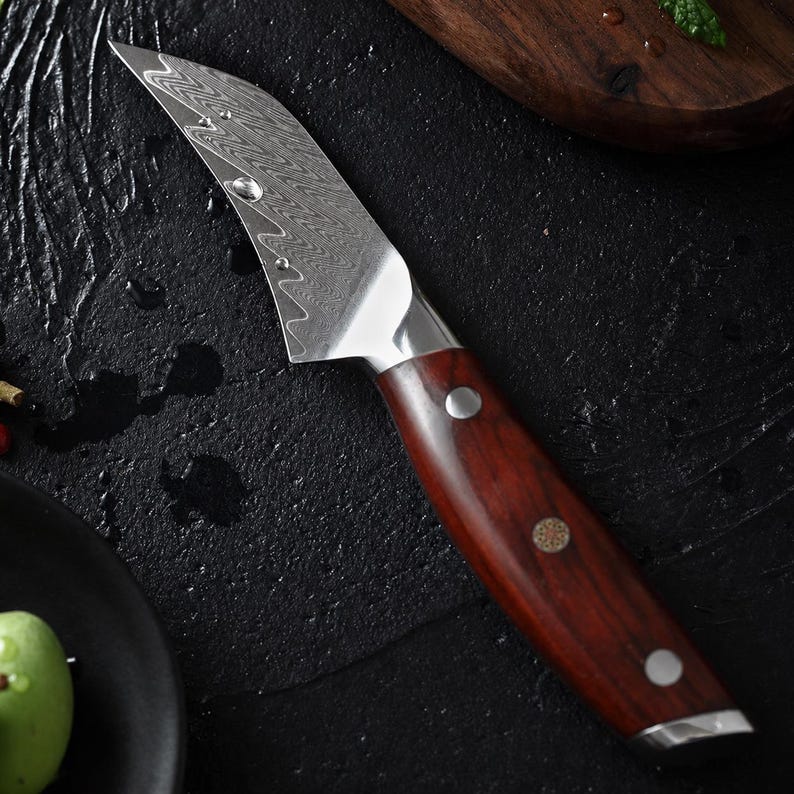 Handmade Damascus Steel Kitchen Knife Set (5-Piece) with Rosewood Handles | Chef, Cleaver, Carving & Utility Knives | Professional Culinary Gift Set