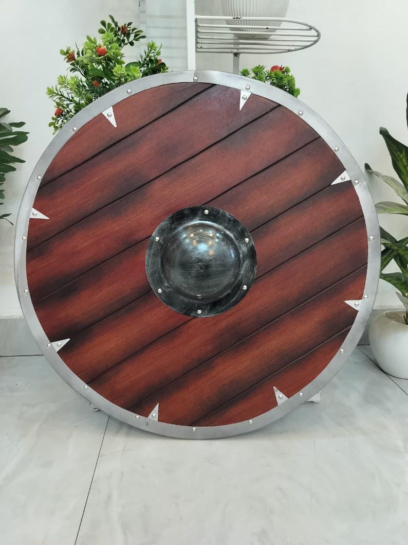 Viking Shield – Wooden Round Norse Shield for Cosplay & Wall Decor