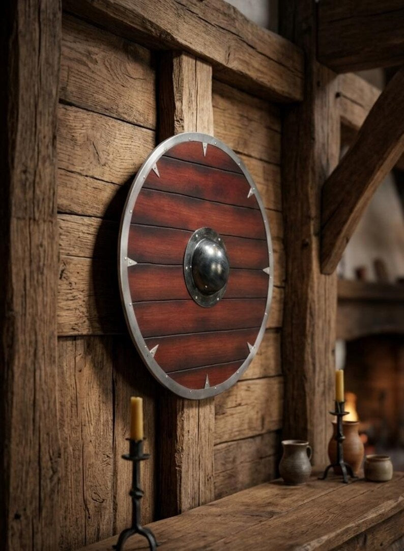 Viking Shield – Wooden Round Norse Shield for Cosplay & Wall Decor