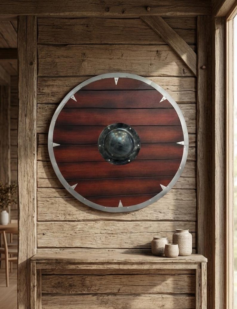 Viking Shield – Wooden Round Norse Shield for Cosplay & Wall Decor