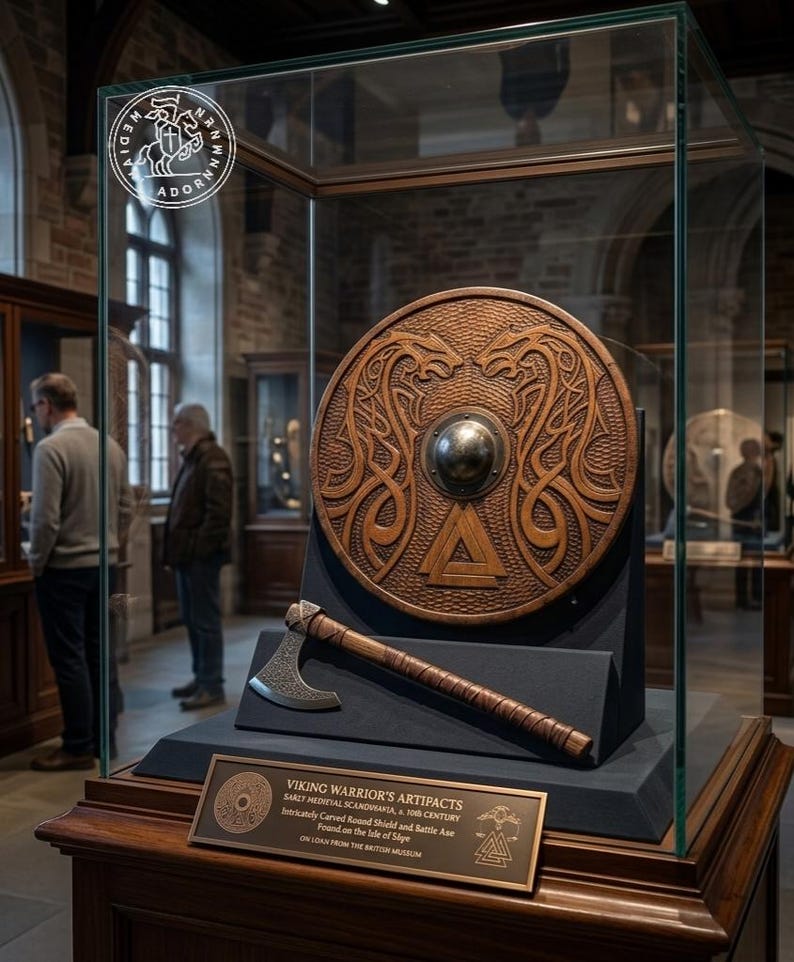 Hand Carved Wooden Viking Shield, Norse Knotwork Medieval Wall Decor, Cosplay LARP Warrior Accessory