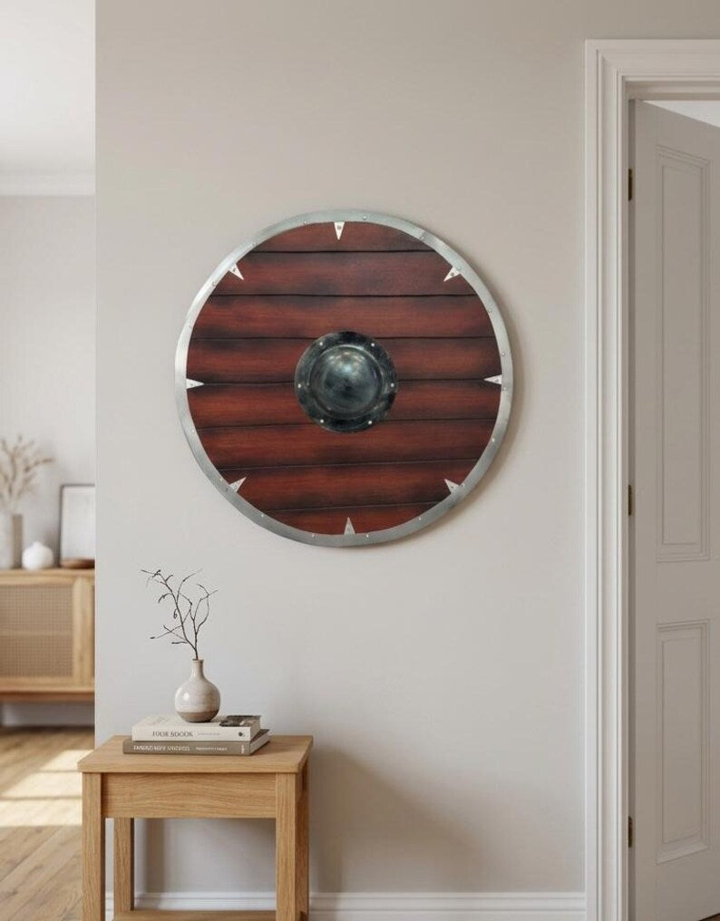 Viking Shield – Wooden Round Norse Shield for Cosplay & Wall Decor