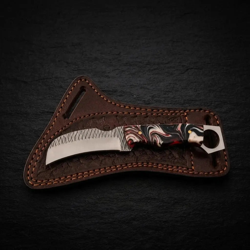 Ironhook rasp steel hawkbill knife with resin handle