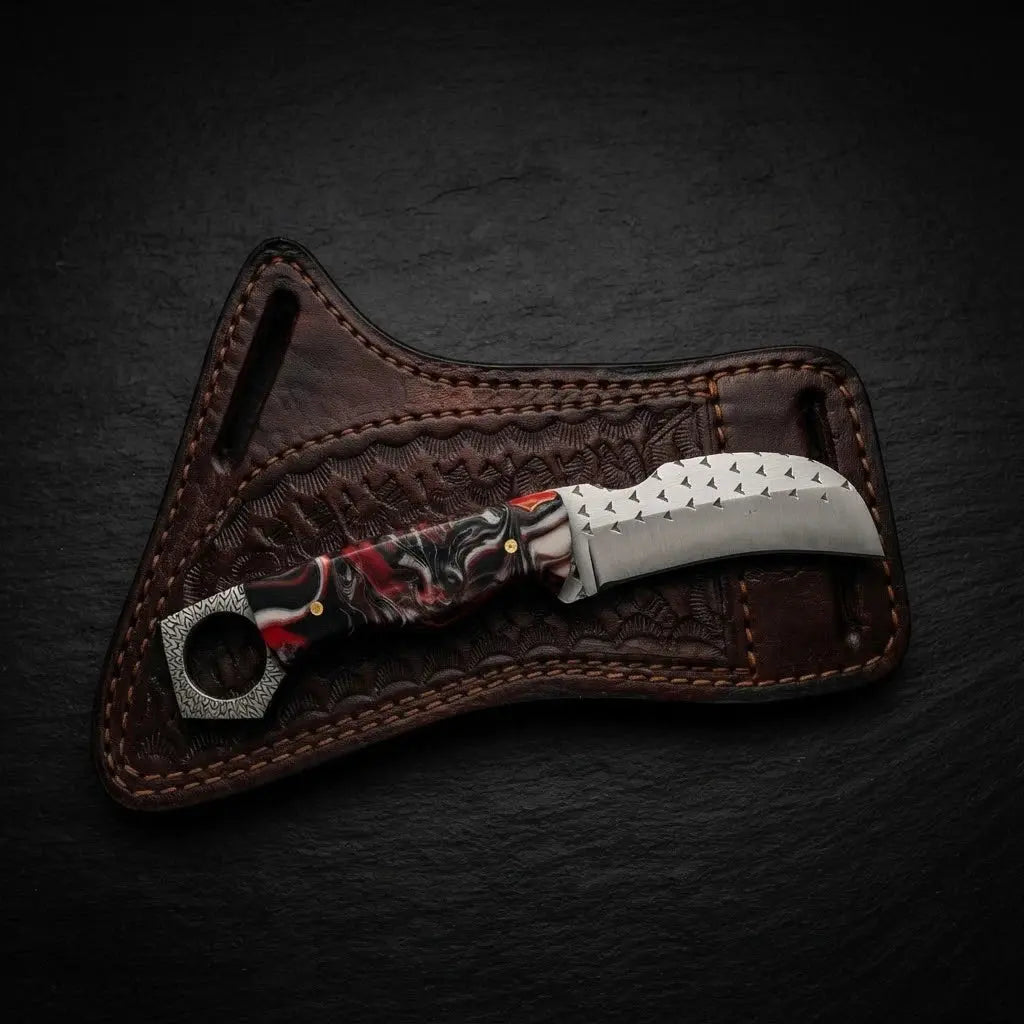 Ironhook hawkbill knife curved blade close-up