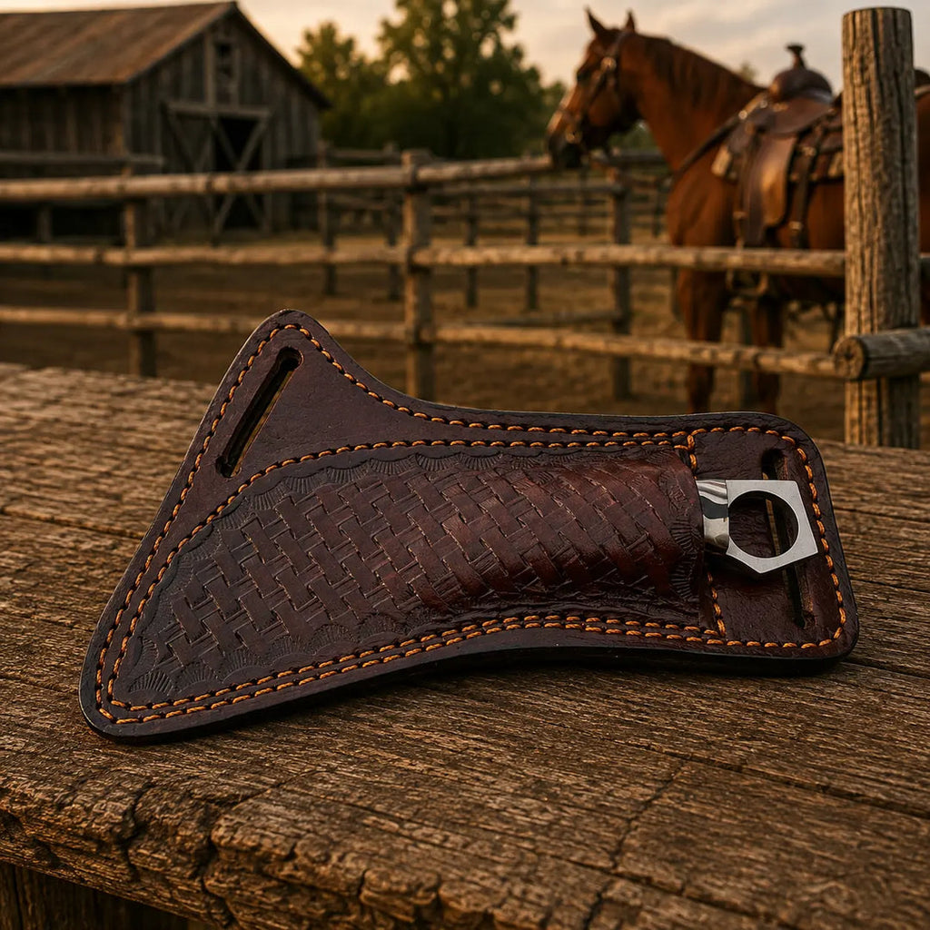 Ironhook Rasp Steel Hawkbill Knife – Resin Handle & Leather Sheath