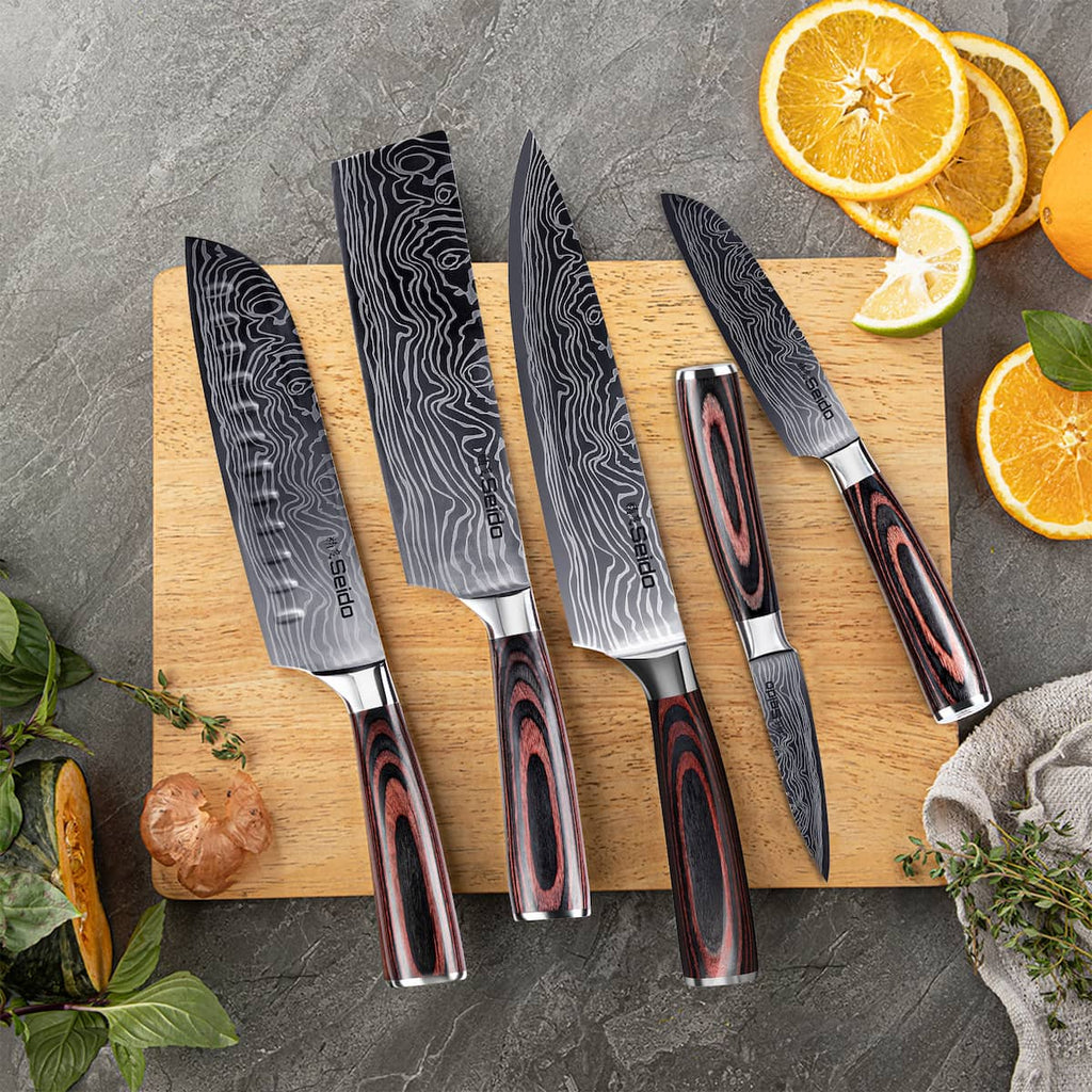 Japanese master chef knife set, 5-knife option