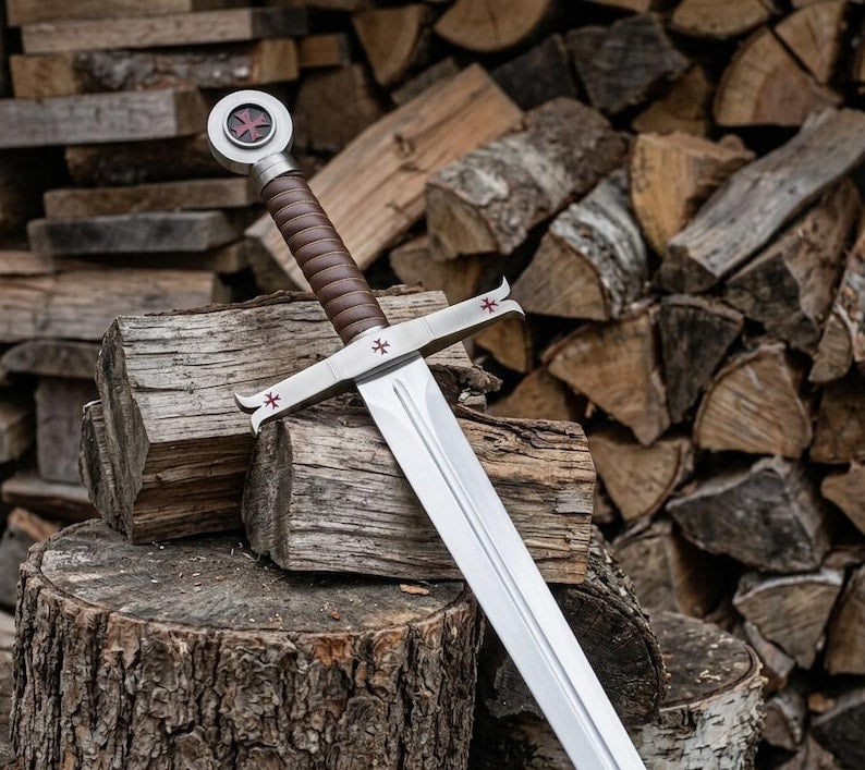 Knights Templar Crusader sword full view with sheath