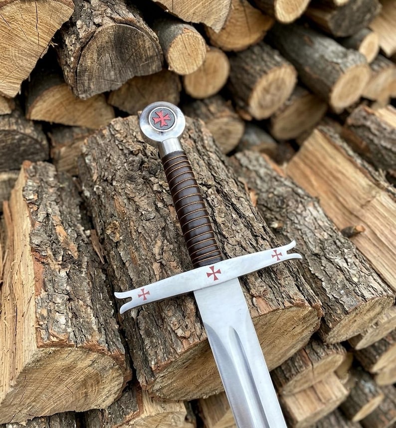 Templar sword resting in its leather sheath