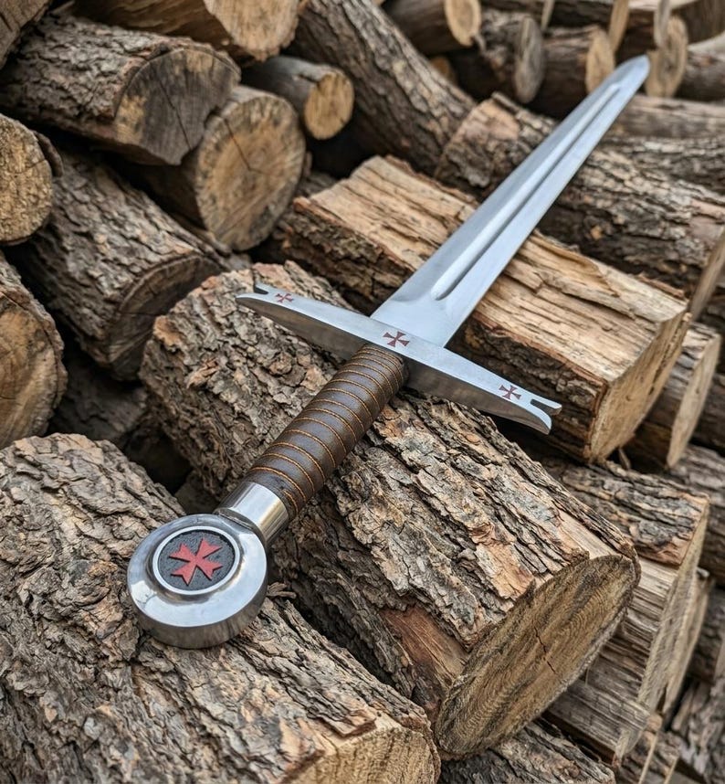 Guard and pommel detail of the Crusader sword