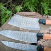 Custom Made Chef knife Set, Damascus Steel Blade, Wooden Handle, Groomsmen Gift, Anniversary Thanksgiving Gifts