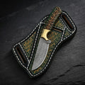 Handmade Damascus cowboy knife with green pine cone handle