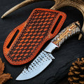 Handmade gut hook hunting knife with pine cone resin handle