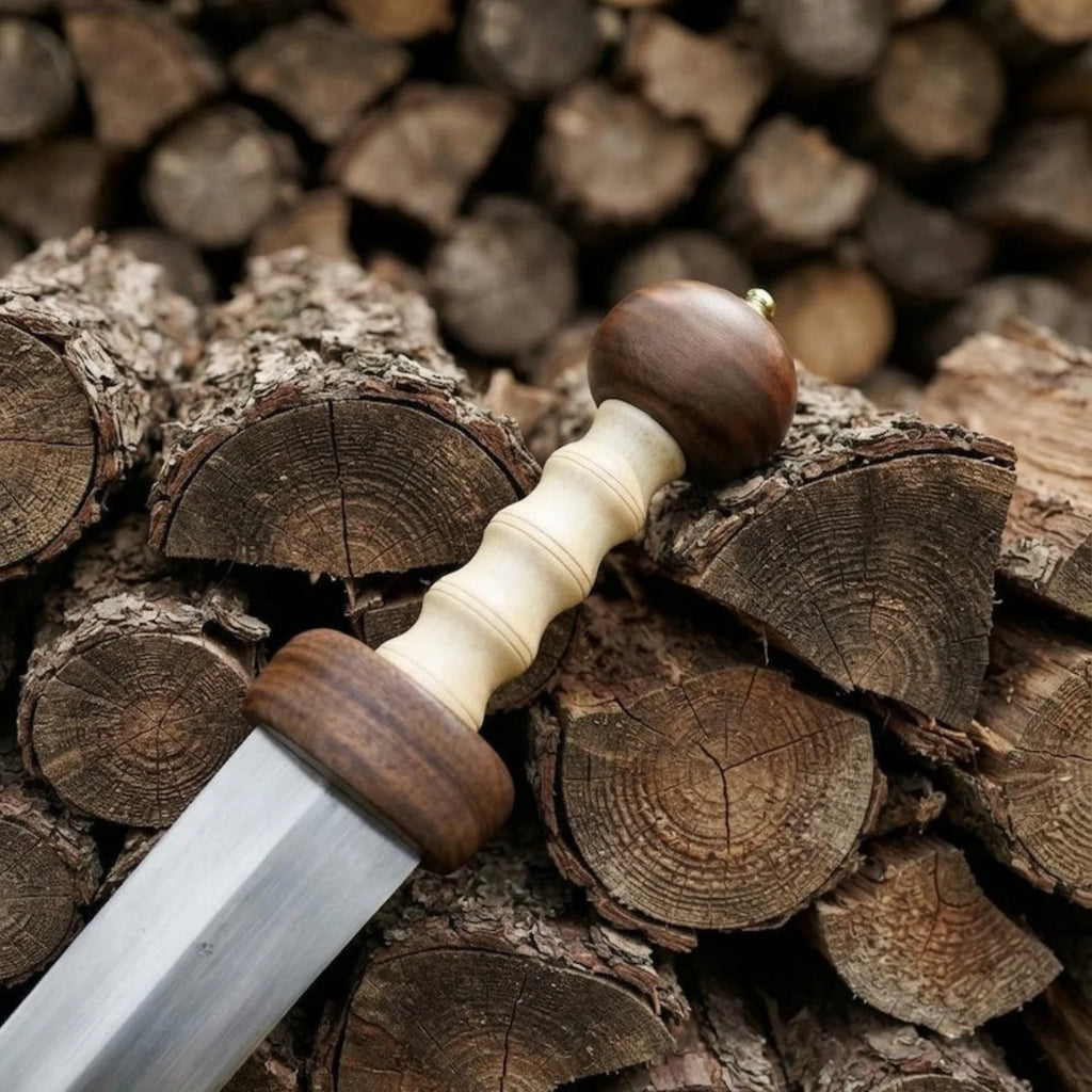 Roman Gladius Sword with handcrafted steel blade and wooden handle