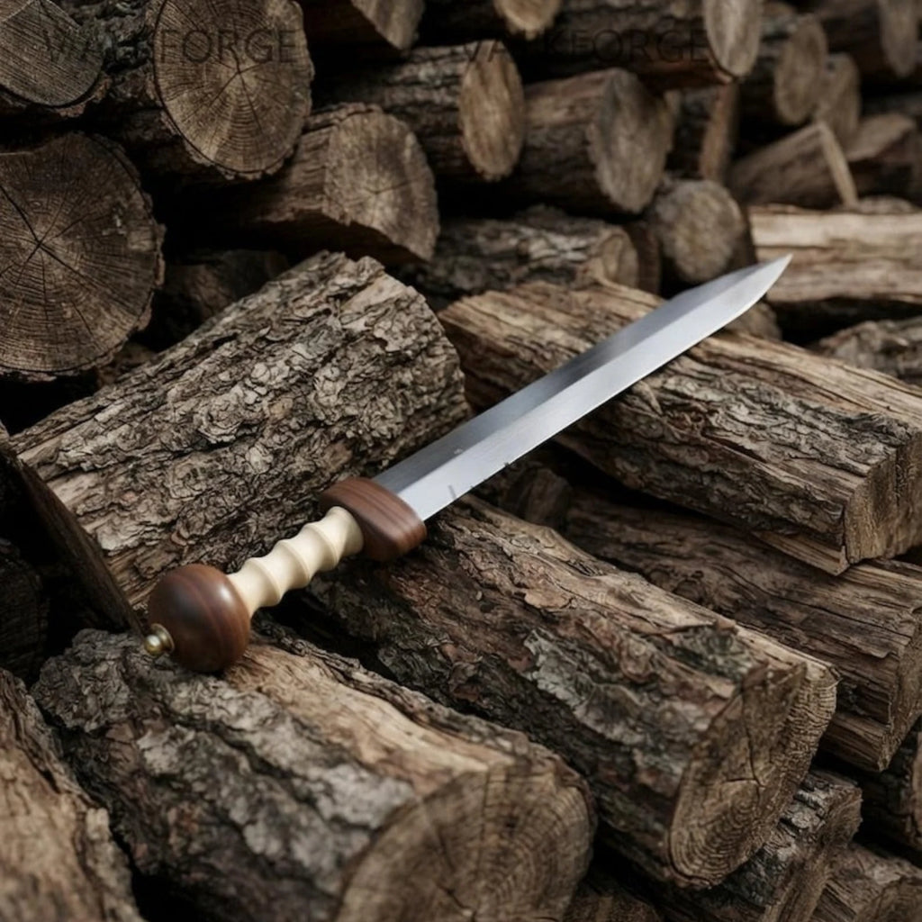 Handcrafted Gladius Sword, solid wood grip and broad blade profile