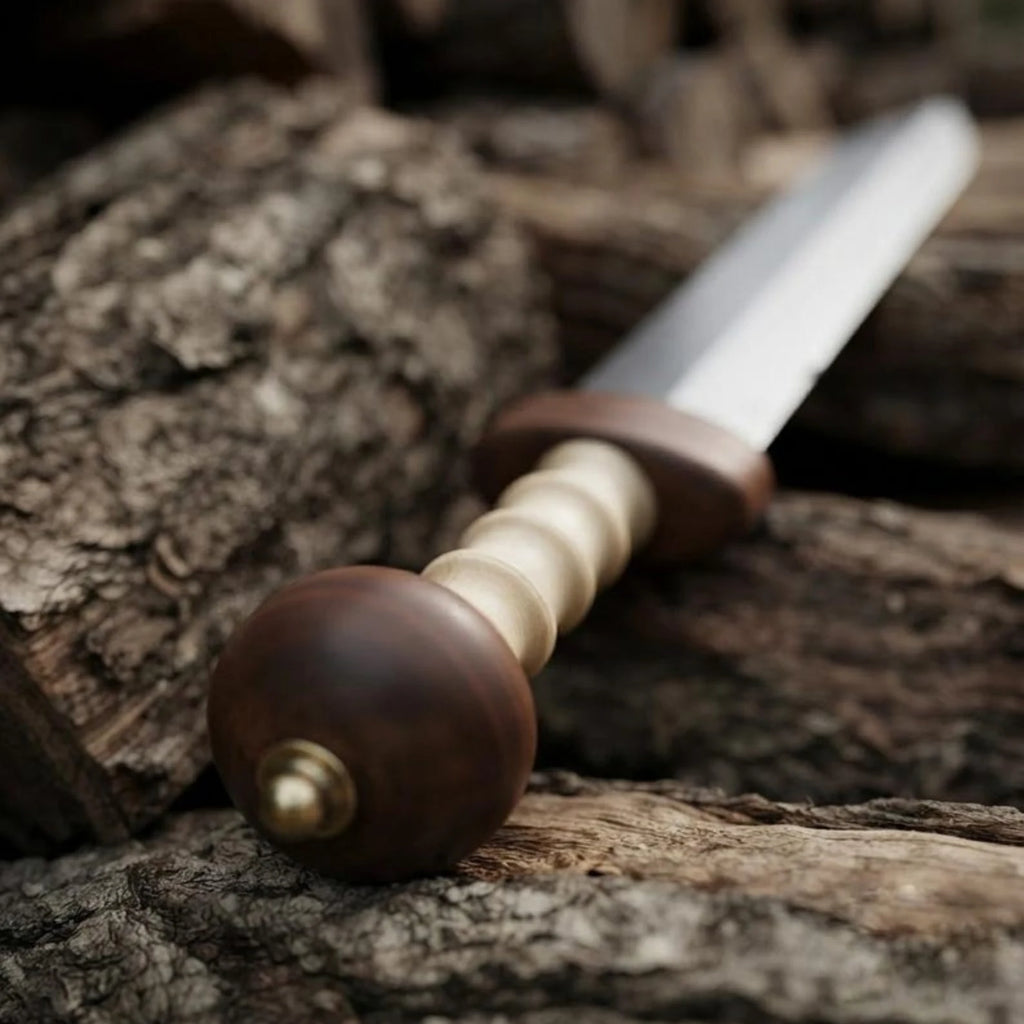 Handcrafted steel Gladius Sword with wooden handle detail