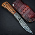 Handmade Damascus folding pocket knife with rosewood handle