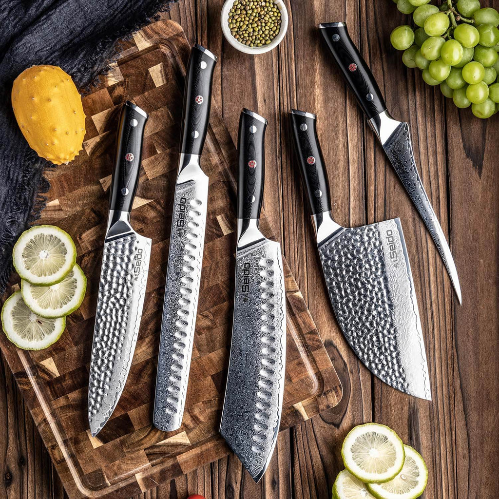 VG-10 butcher knife with 67-layer Damascus steel finish