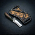 Small cowboy bull cutter knife with 6-inch horse rasp steel blade and stone handle