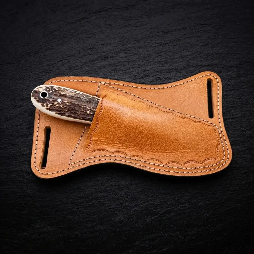 Staghollow skinner knife stag horn handle detail