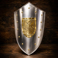 Steel Medieval Heater Shield with brass eagle emblem