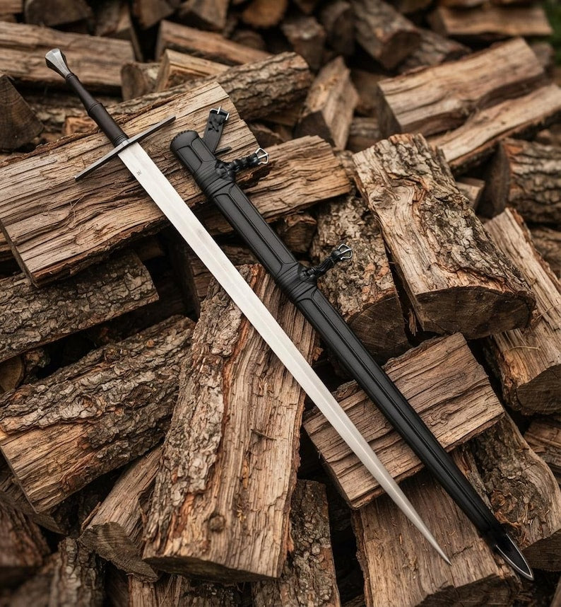Close-up of the 5160 carbon steel longsword blade