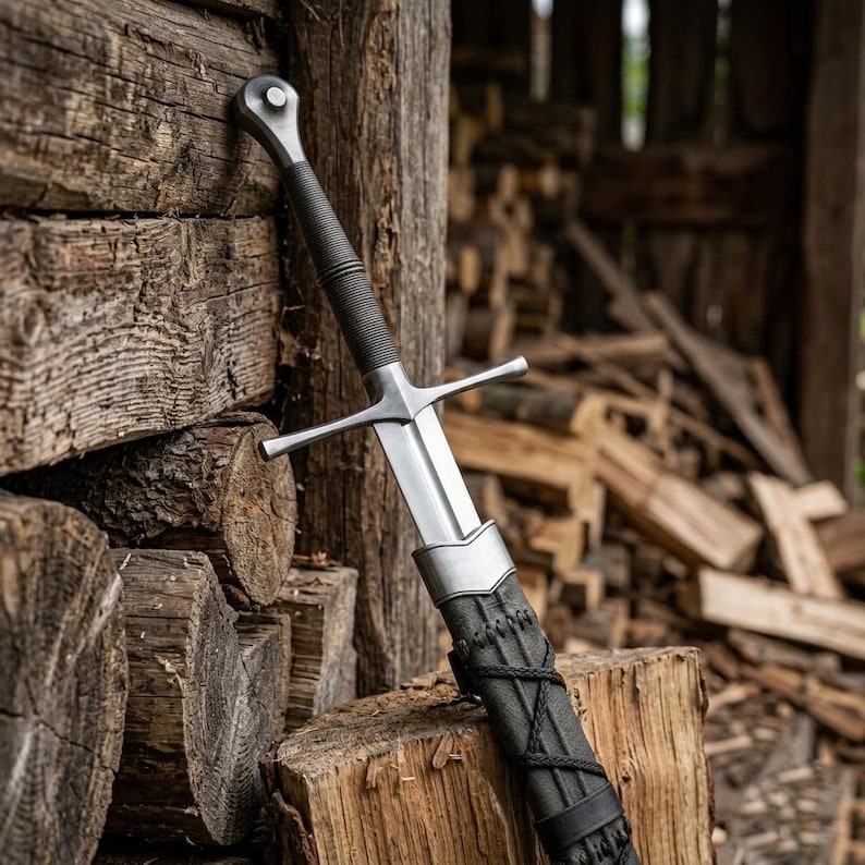 Close-up of the 5160 carbon steel longsword blade