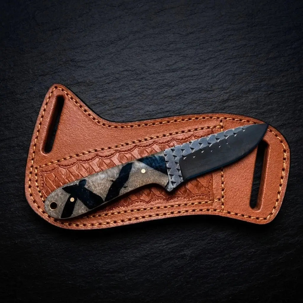 Thornvale rasp steel skinner knife with resin handle