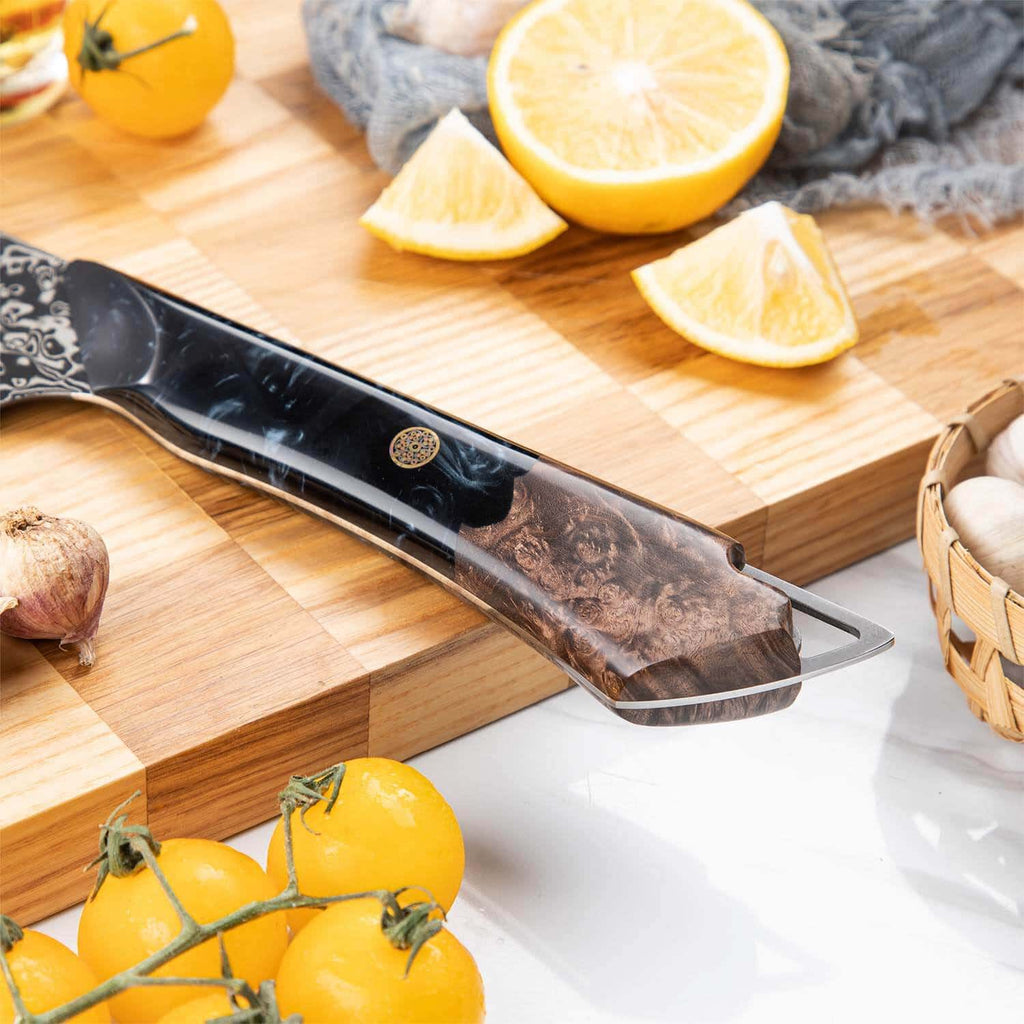 Titan VG-10 Damascus chef knife set with titanium-coated blades for everyday kitchen prep