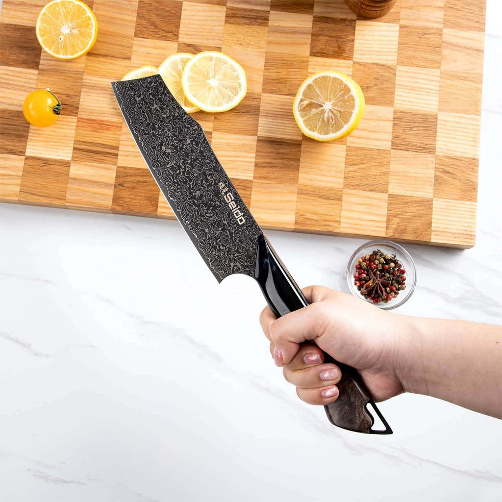 Titan 67-layer Damascus steel chef knife set with titanium coating