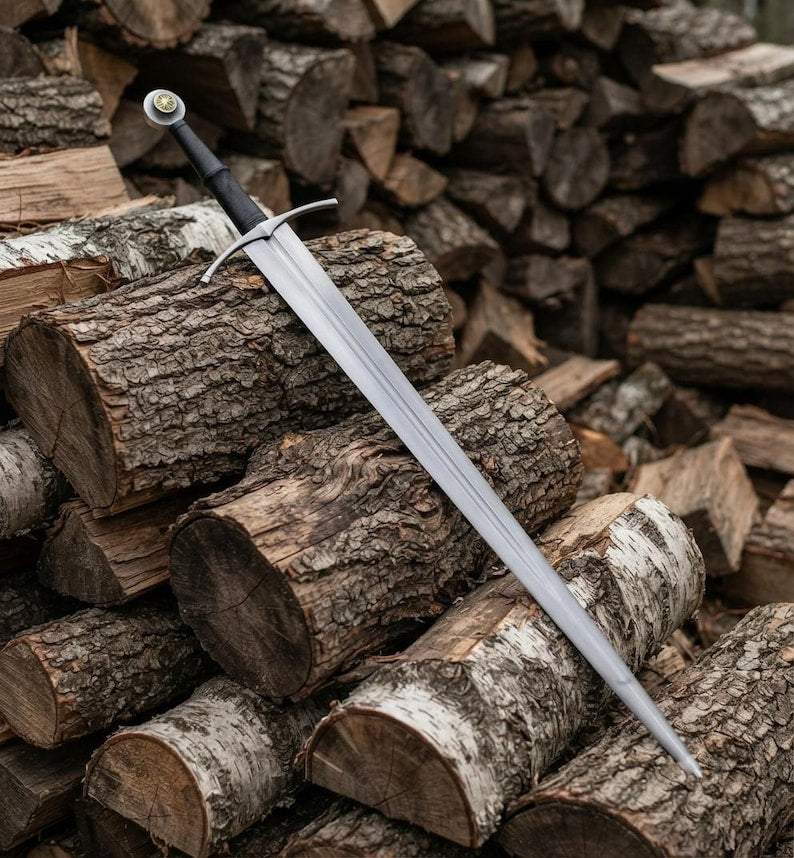 Additional detail view of the Type XIV medieval sword