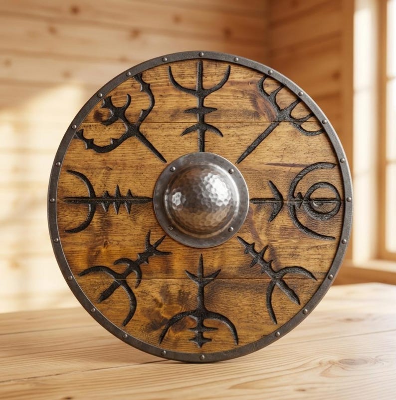 Vegvisir Viking Shield, Norse compass wall decor
