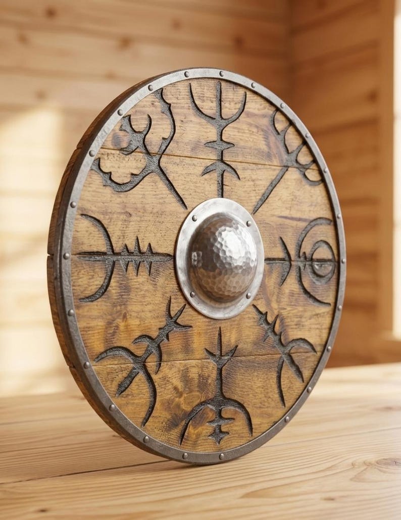Vegvisir Viking Shield, Norse compass wall decor – Vegvisir Norse compass symbol design