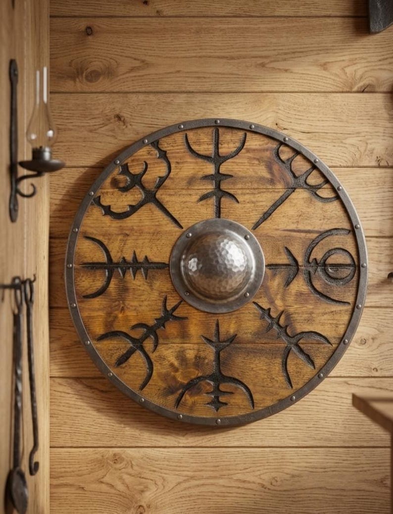 Vegvisir Viking Shield, Norse compass wall decor – Vegvisir Norse compass symbol design