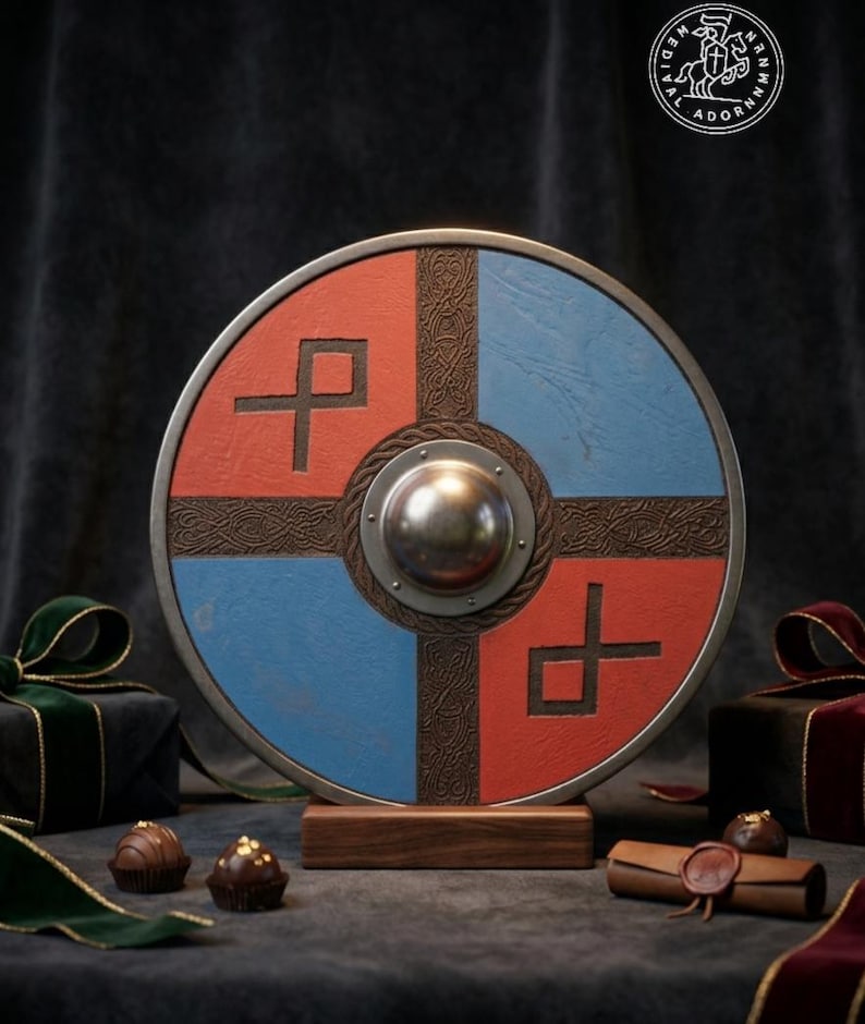 Viking Round Shield, Nordic wooden wall art