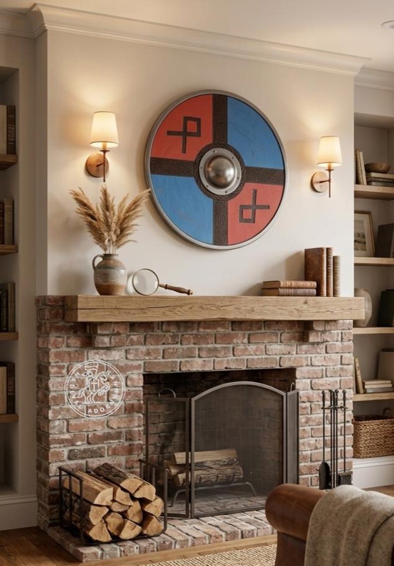 Viking Round Shield, Nordic wooden wall art – available in 24, 30, and 36 inch sizes