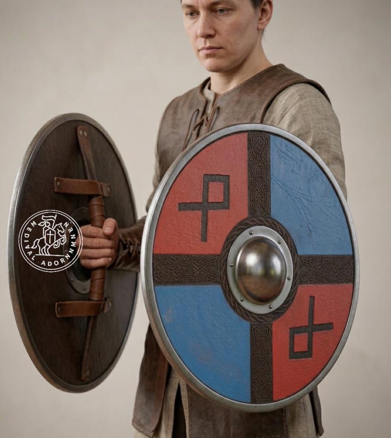 Viking Round Shield, Nordic wooden wall art – available in 24, 30, and 36 inch sizes