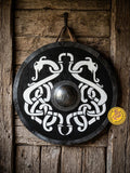 Viking Rune Wood Shield, Norse wall decor