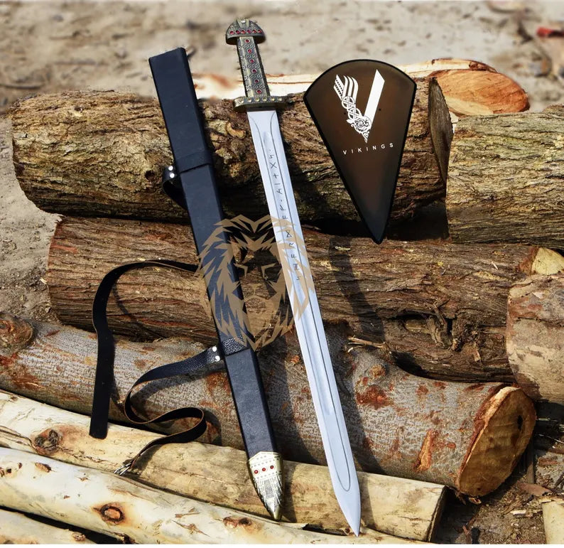 Viking Sword of King Ragnar Lothbrok , Hand Forged medieval sword with Scabbard
