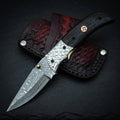 Hand forged Damascus folding knife with wenge wood handle