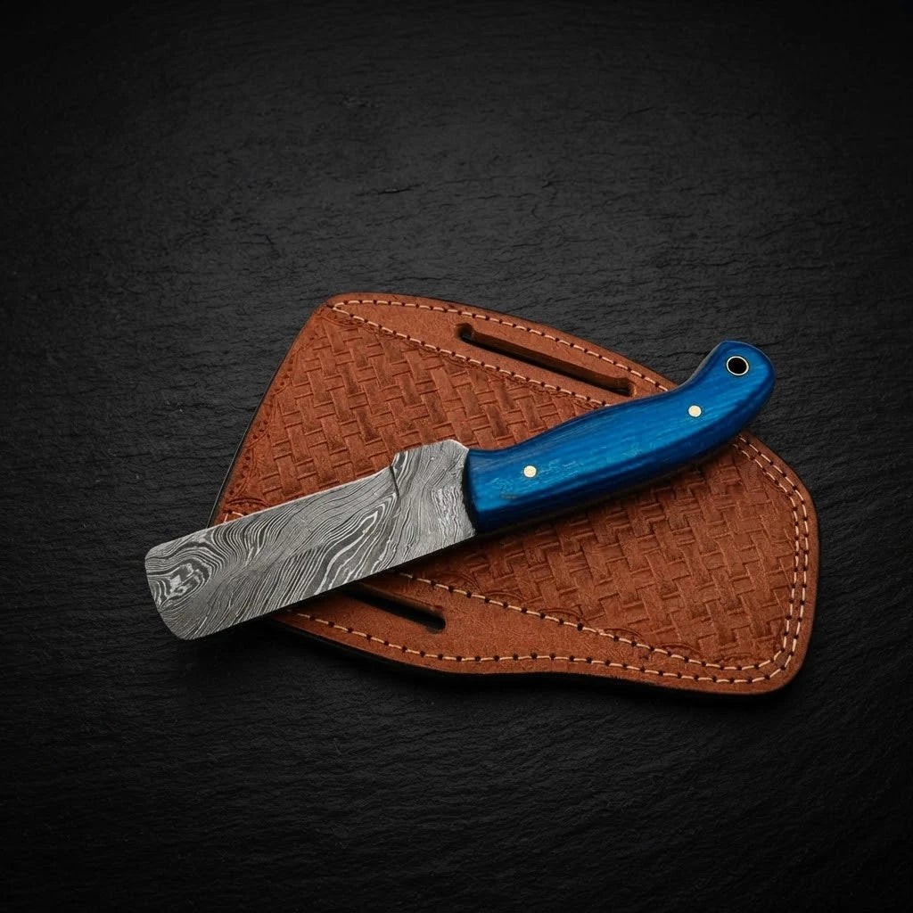 Westmere bull cutter knife with cross-draw leather sheath