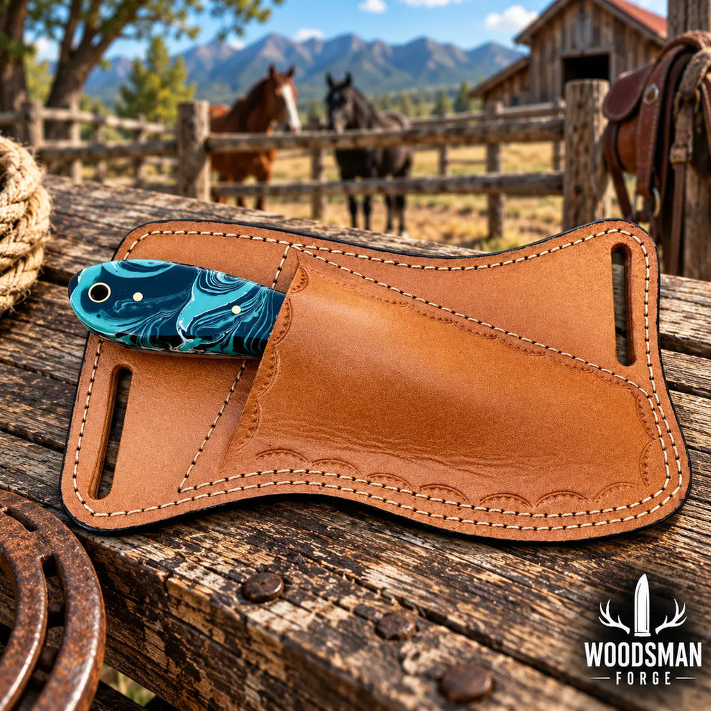 Ironbriar Rasp Steel Skinner Knife – Resin Handle & Leather Sheath